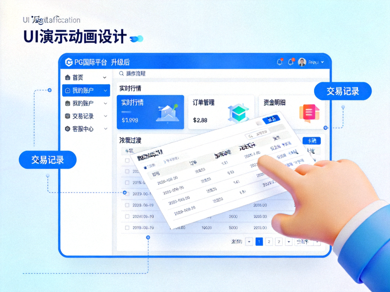 PG国际平台升级后流畅的用户界面操作演示动画