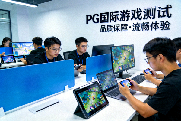 PG国际游戏测试团队正在多设备上测试游戏，确保高品质和流畅体验