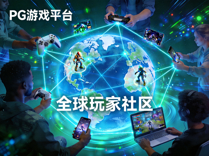 PG游戏平台全球玩家社区互动与连接的视觉概念图
